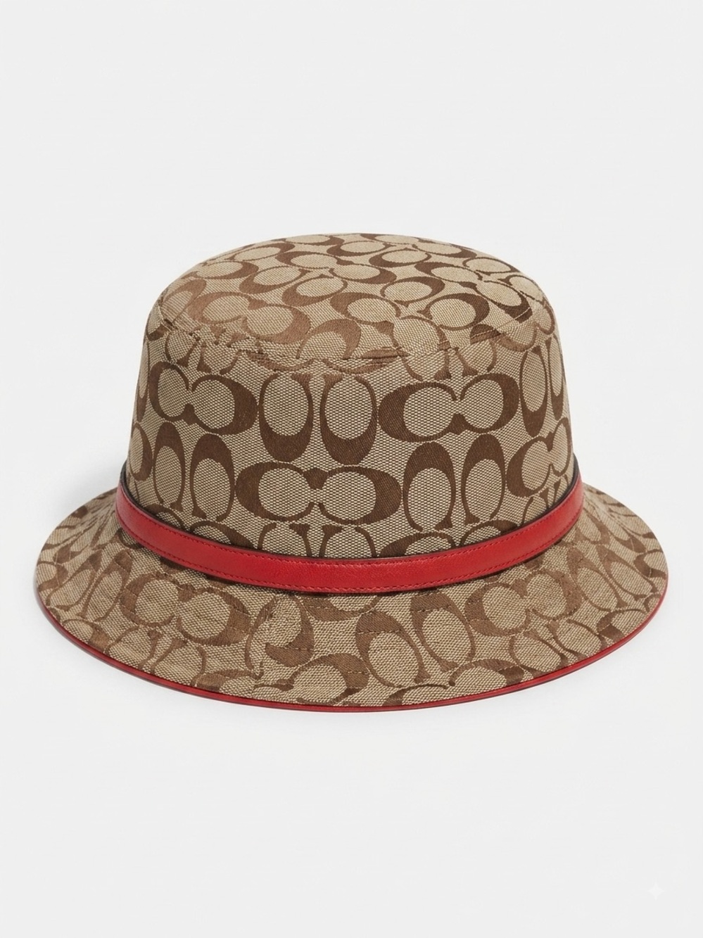 Signature Brown and Tan Coach Jaquard Bucket Hat A1 - Picture 2 of 6